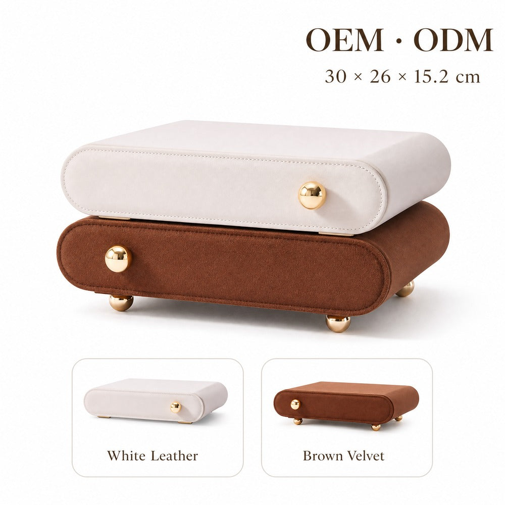 French Style 2-Tier Velvet Jewelry Box, Large Double Layer Jewelry Organizer Case for Ring Earring Necklace Bracelet, Gift for Women