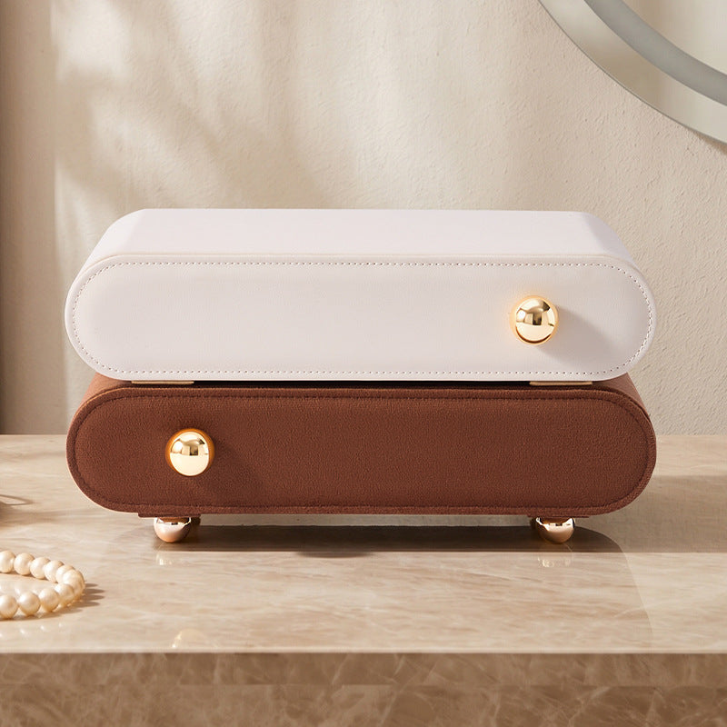 French Style 2-Tier Velvet Jewelry Box, Large Double Layer Jewelry Organizer Case for Ring Earring Necklace Bracelet, Gift for Women